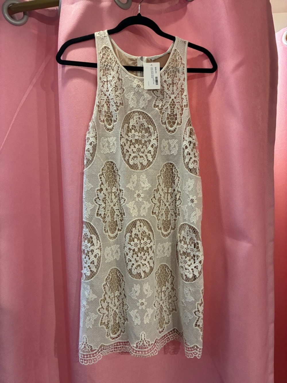 Tart Cream Lace Overlay Mini Dress- size small